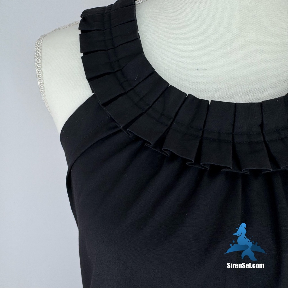 1274 J.Crew Pleated Ruffle Neck Sleeveless Blouse – Size 2 – Black - Picture 3 of 15